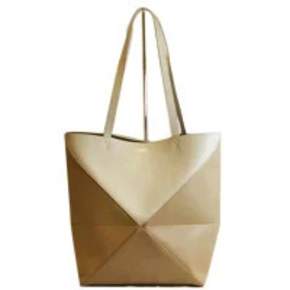 Loewe Puzzle Fold Tote Bag Leather Bicolor Brown